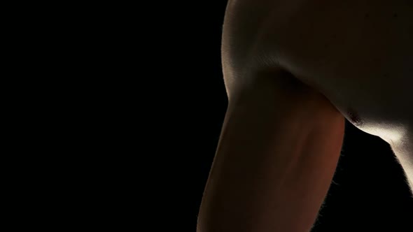 Close Up Young Bodybuilder Bicep.