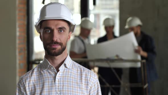 Portrait of Smiling Bearded Male Architect