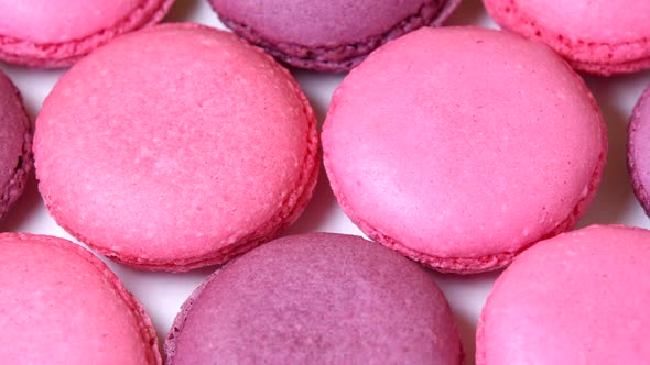 Macaroons rotating on table close-up