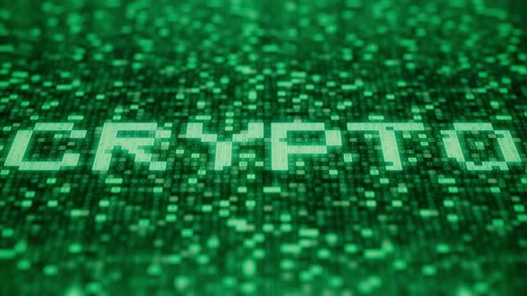 Symbols on a Green Screen Compose CRYPTO Word