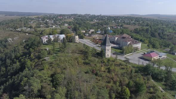 Aerial of a town in Ukraine