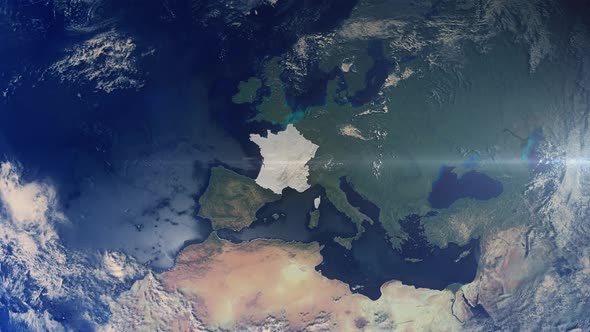 Realistic Earth Zoom Highlight Country France