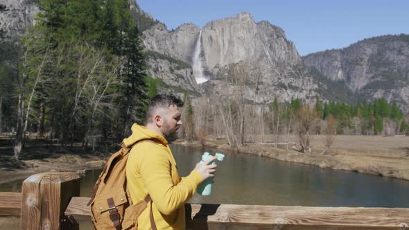 Yosemite Valley Mountains on Background of Highest Waterfall in Northern America