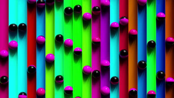 Bright Colorful Background with Rolling Balls Along the Paths