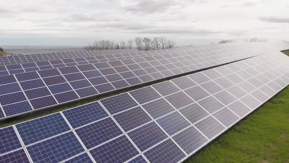 Solar Power Panels Array in Ukrainian Field