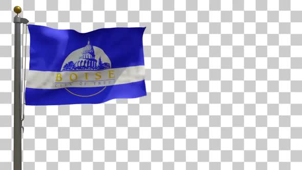Boise City Flag (Idaho) on Flagpole with Alpha Channel