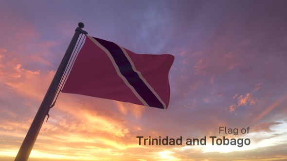 Trinidad and Tobago Flag on a Flagpole V3
