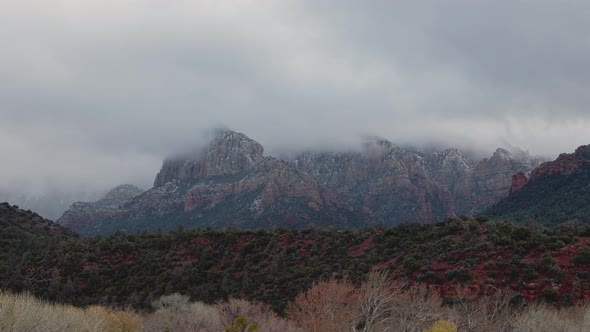 Storm Clouds in the Red Rocks of Sedona Timelapse Tight Shot