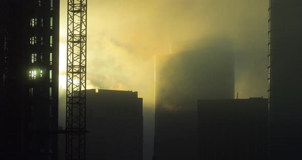 SAN FRANCISCO, CALIFORNIA, USA. October, 2018. Downtown San Francisco Skyline Through Fog. Morning