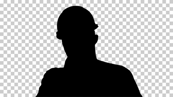 Silhouette construction man in hardhat Alpha Channel alt