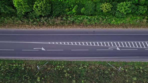 Car Riding on the Highway Through the Forest on Countryside