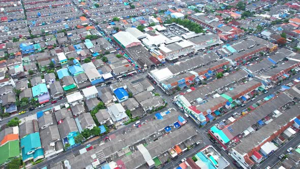 An aerial view over a large residence. drones. 4K