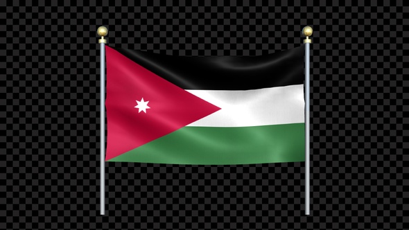 Flag Of Jordan Waving In Double Pole Looped