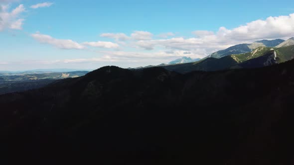 Beautiful Summer Landscape of Green Hills and Tatra Mountains Aerial Shot Poland Zakopane