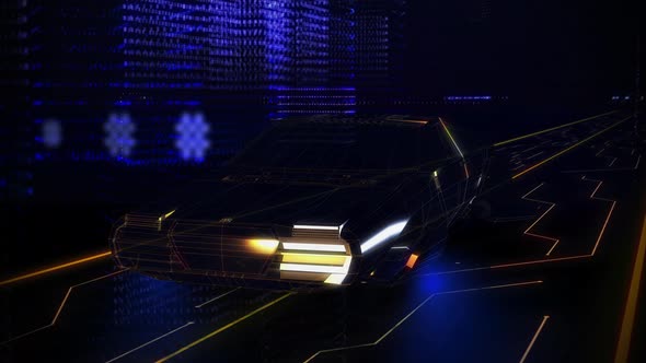 Entering a Computer Futuristic world where Car Moving in digital Virtual Reality