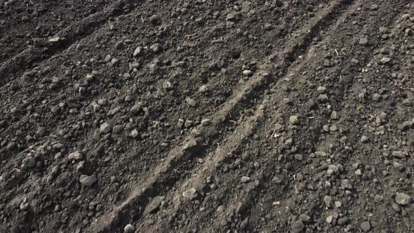 Plowed Field Shot By Drone