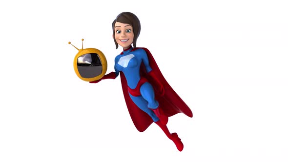 Fun 3D cartoon animation of a Super woman