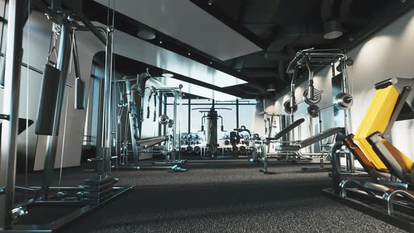 Modern Gym Interior With Equipment