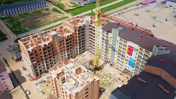 Aerial view of new residential building under construction