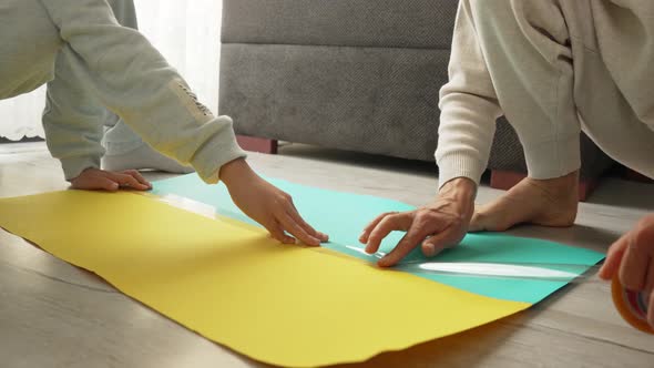 Mother and Son Make Ukrainian Flag