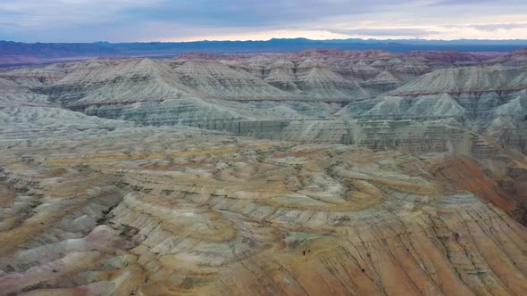 Aerial view of Aktau Mountains, Altyn Emel, Kazakhstan