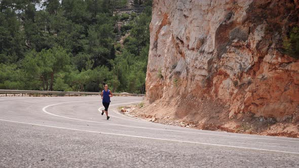 Morning jogging in mountains