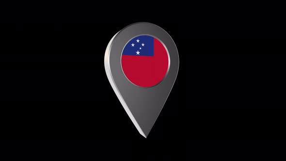 3d Animation Map Pointer With Samoa Flag With Alpha Channel - 4K