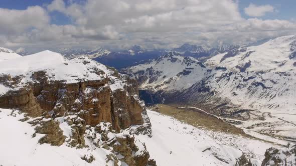 The top of Sass Pordoi peak and the valley , Dolomites, Italy