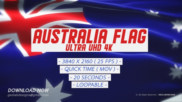 Australia Flag - Ultra UHD 4 K Loopable