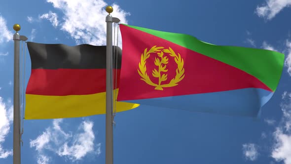 Germany Flag Vs Eritrea On Flagpole