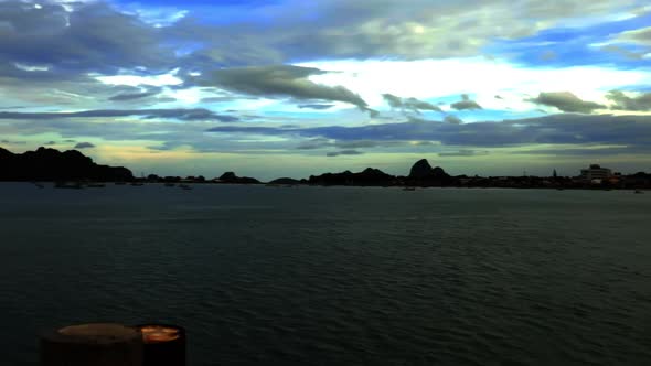 Looking at the bay and the clouds from the beach in Thailand. (slow motion - Angle 012)