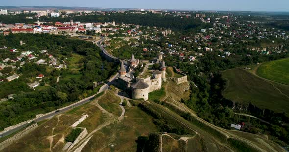Aerial View of Old Fortress in the City of Kamenets-Podolsky