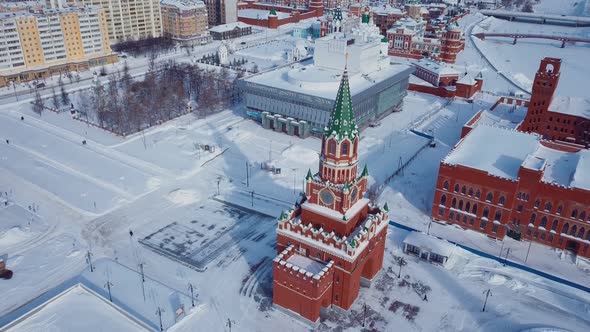 Aerial View Of The Tsarevokokshay Kremlin And The Cathedral In Yoshkar Ola