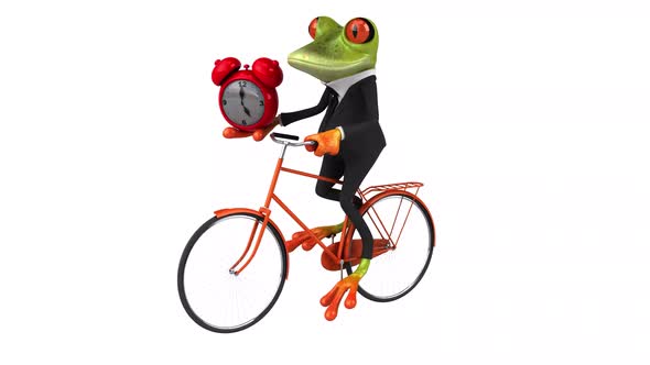 Fun frog on a bicycle - Digital animation