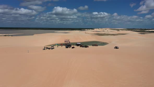 Jericoacoara Ceara Brazil. Scenic sand dunes and turquoise rainwater lakes