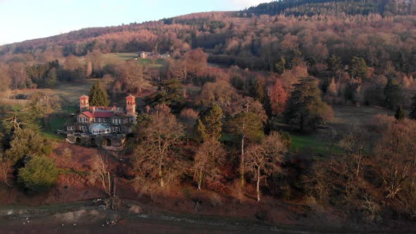 Drone footage of countryside in Brecon Beacons national park in Wales