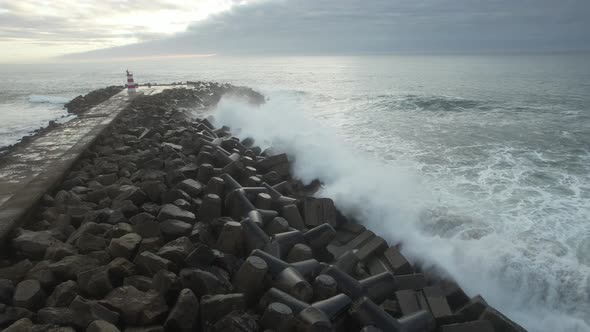 Ocean Waves Splash Against Rocks
