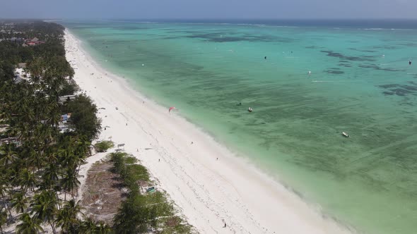 Zanzibar Tanzania  Aerial View of the Ocean Near the Shore of the Island Slow Motion