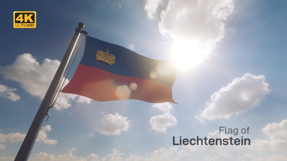 Liechtenstein Flag on a Flagpole V2 - 4K