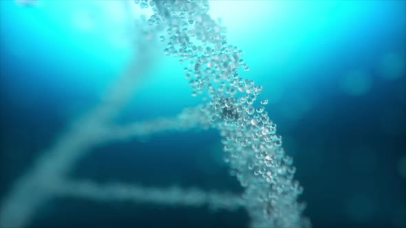 Abstract Animated Construction of a DNA Molecule From Water Particles