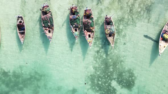 Zanzibar Tanzania  Boats on Ocean Water Near the Shore