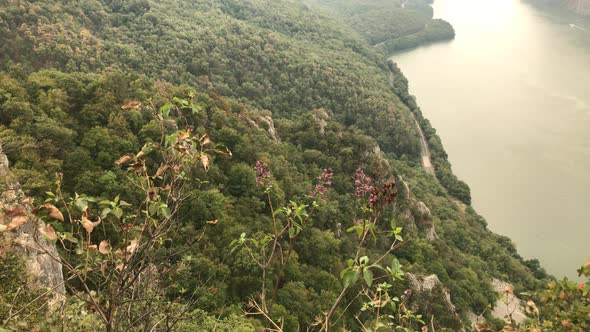 Mountain Miroc cliffs over big river  4K 2160p 30fps UltraHD footage - Famous Danube gorge beautiful