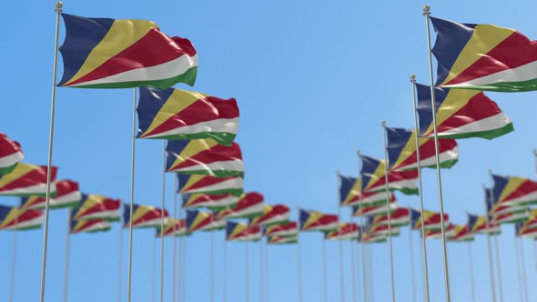 Seychelles Row Of National flags Walk Throw Animation