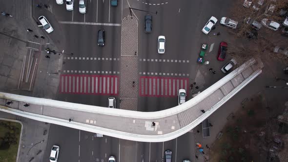 Traffic and crossroad bridge aerial
