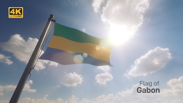 Gabon Flag on a Flagpole V2 - 4K
