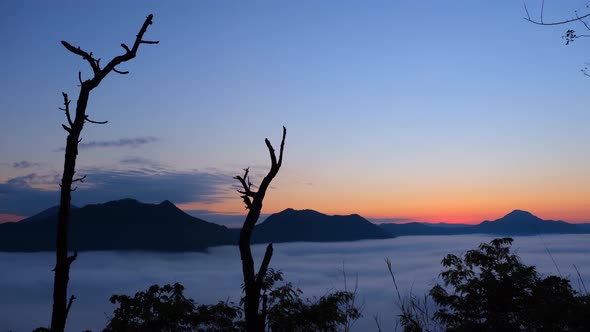 4K : Landscape time lapse of sunrise with colorful clouds  in the morning