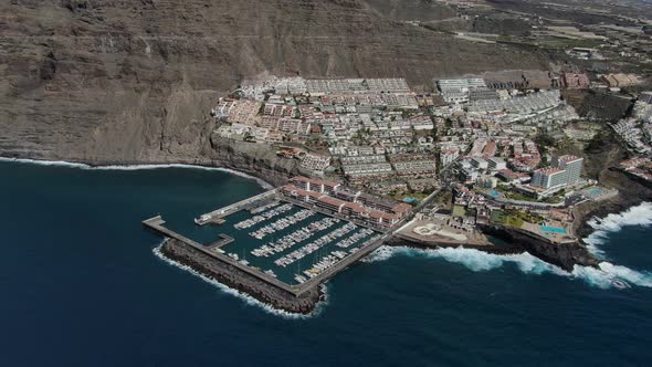 Aerial view of Los Gigantes coastal town in Tenerife, Canary Islands, Spain