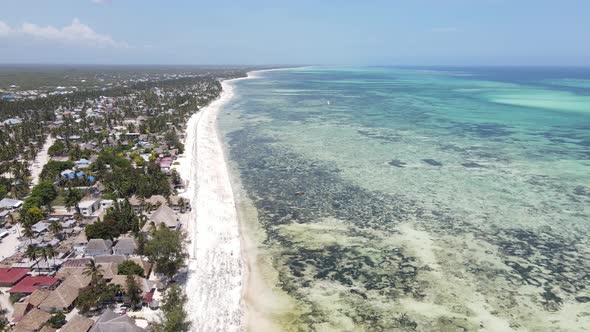 Aerial View of Low Tide in the Ocean Near the Coast of Zanzibar Tanzania