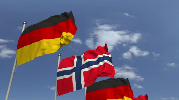 Flags of Norway and Germany at International Meeting