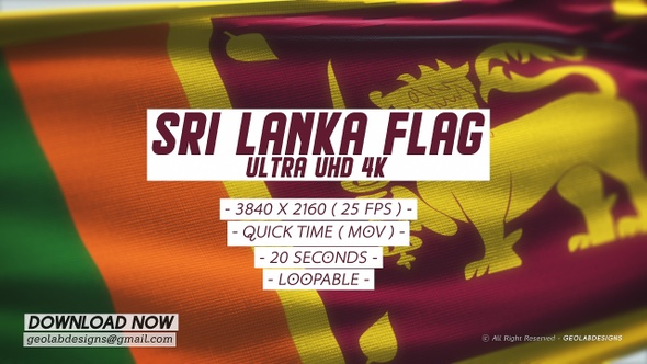 Sri Lanka Flag - Ultra UHD 4K Loopable